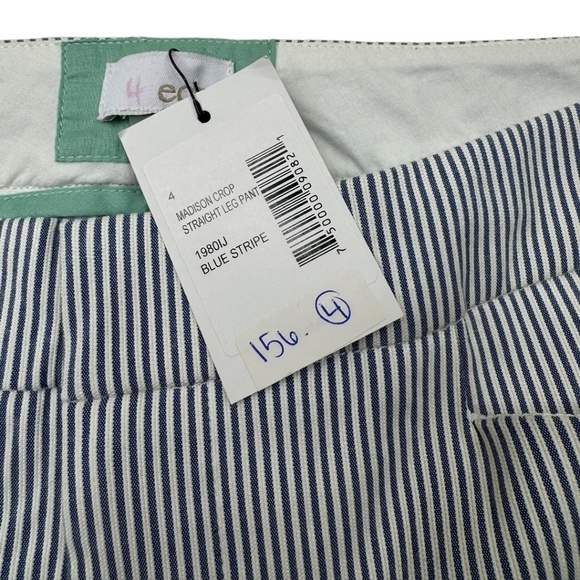 Ecru Madison Crop Straight Leg Blue Stripe Pant - Picture 4 of 14